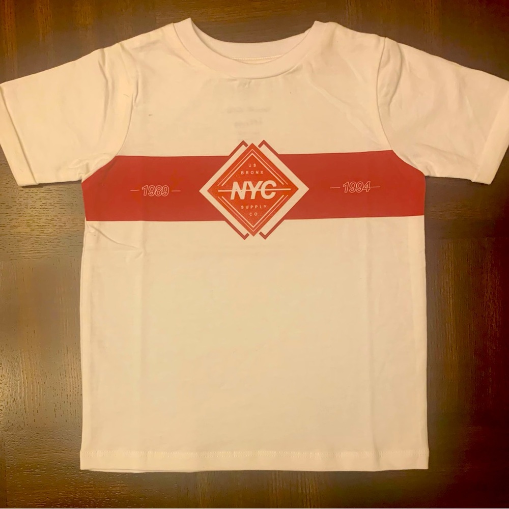 River Island ' US BRONX NYC SUPPLY CO' Print Short Sleeve White T-Shirt